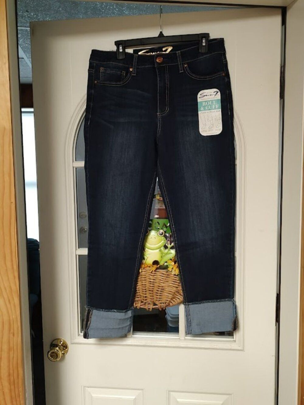 New Seven7 High Rise Slim Straight Roll & Cuff 3 Ways To Wear Jeans Women's 12